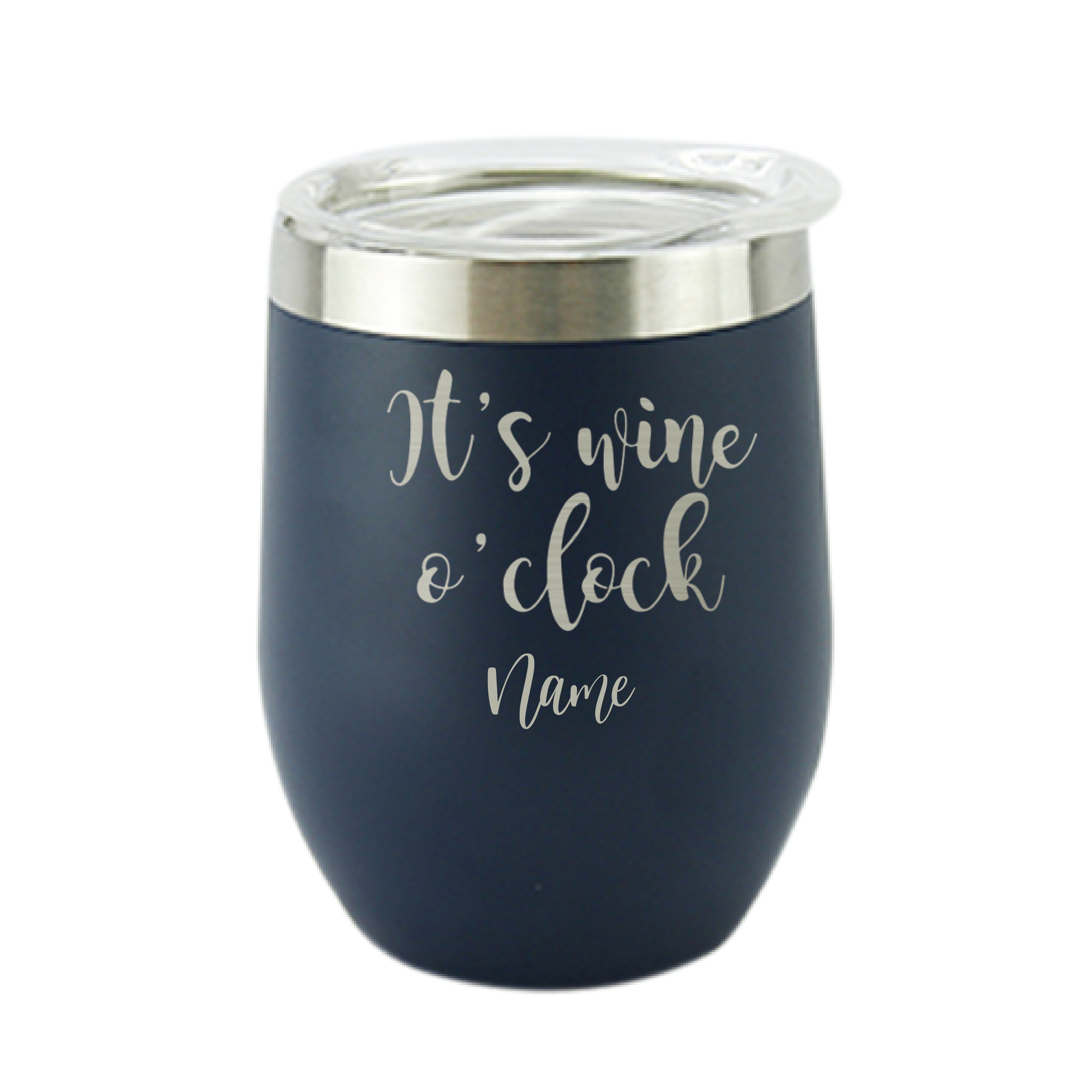 It's Wineó Clock Blue, Personalised Insulated, Stainless Steel Tumbler with Lid